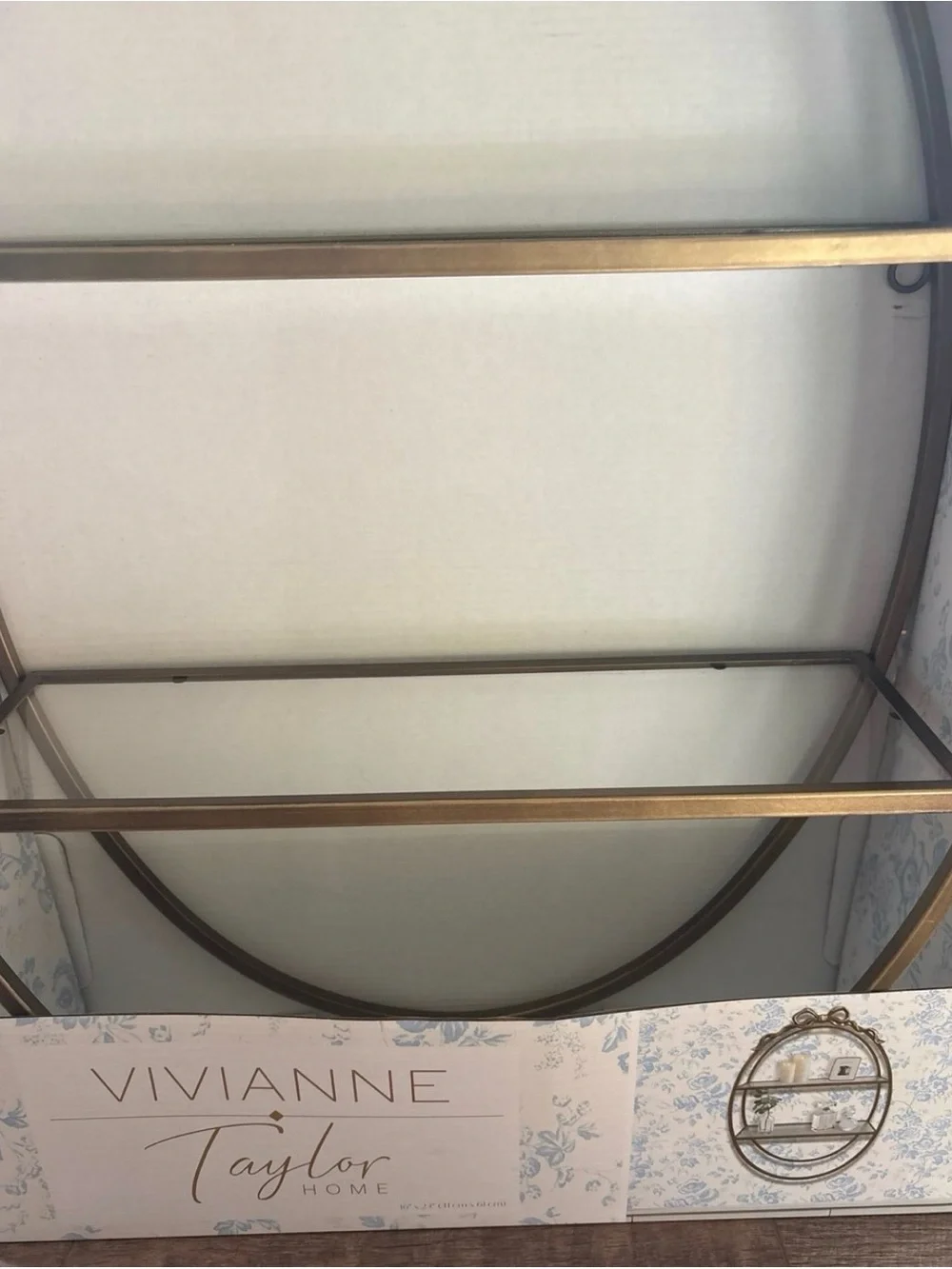 Vivianne Tyler golden bow metal and glass viral shelf new in the box